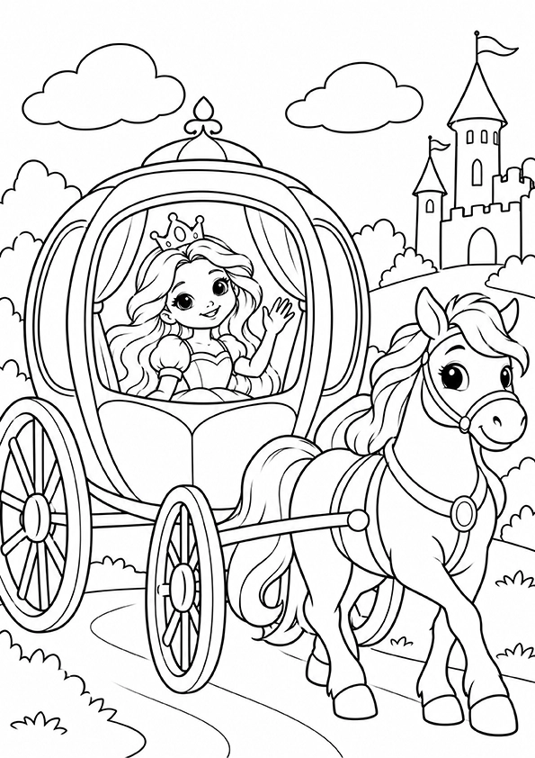 Princess In A Royal Carriage coloring page