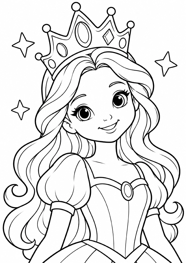 Princess With A Crown coloring page