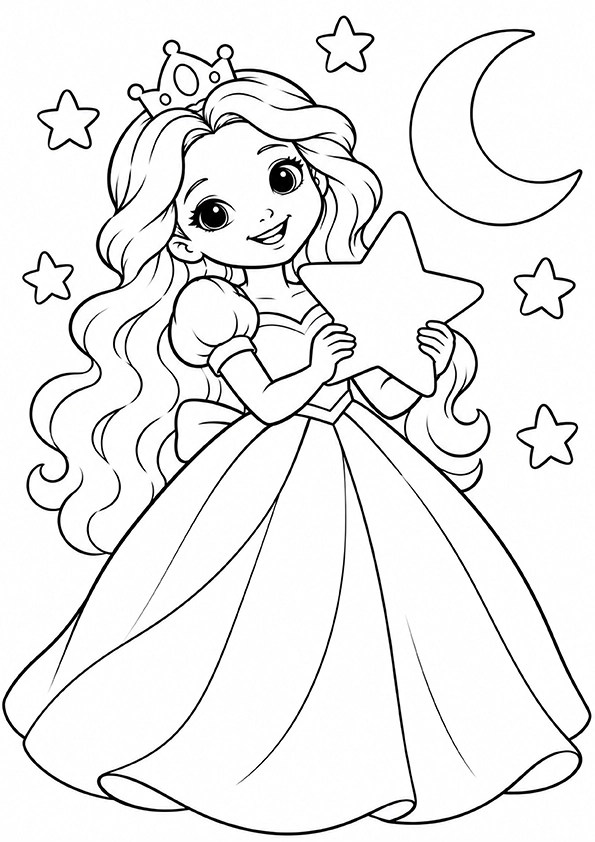 Princess With A Magic Star coloring page
