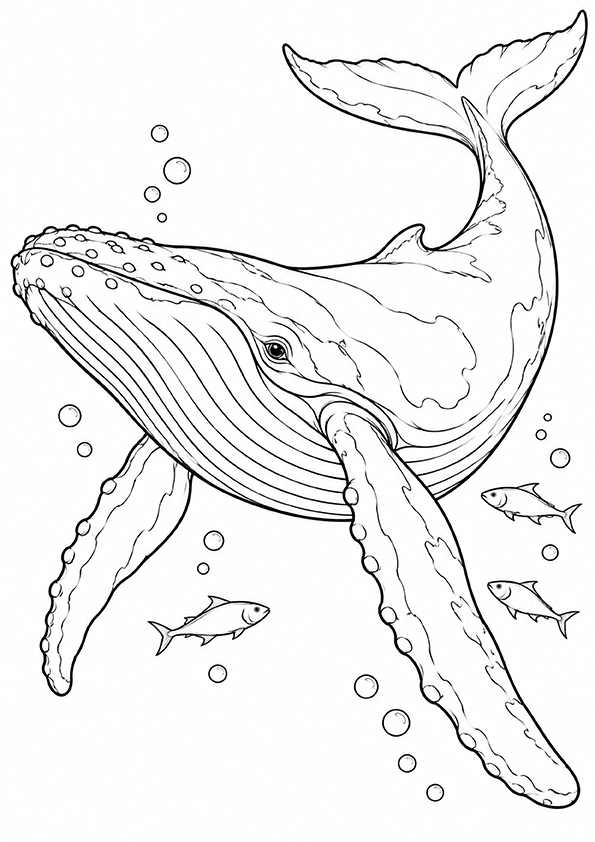 Humpback Whale In The Deep Ocean coloring page