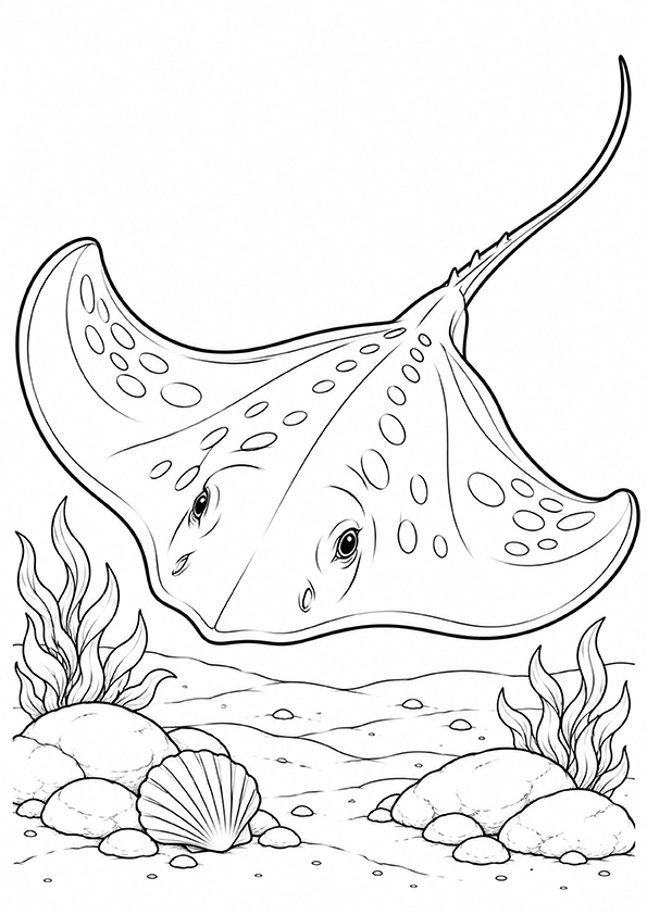 Stingray Over The Sandy Seabed coloring page