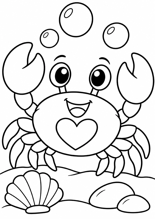 Cheerful Little Crab coloring page