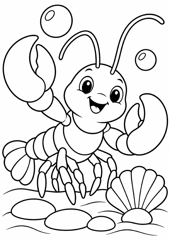 Happy Lobster coloring page