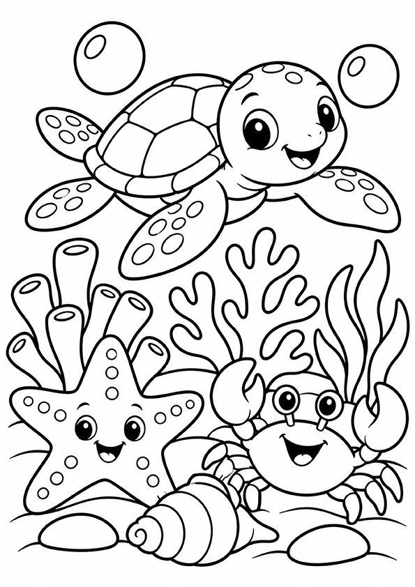 Happy Ocean Garden coloring page