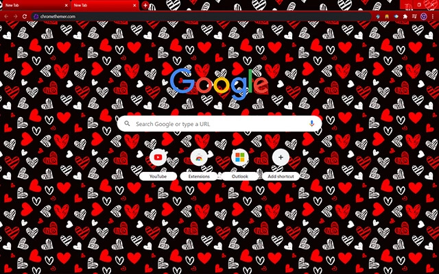 Drawn Hearts: Red & Black Chrome theme - Screenshot 2