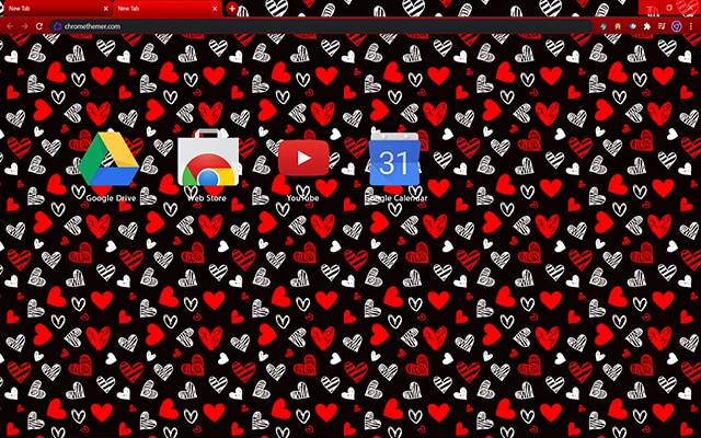 Drawn Hearts: Red & Black Chrome theme - Screenshot 3