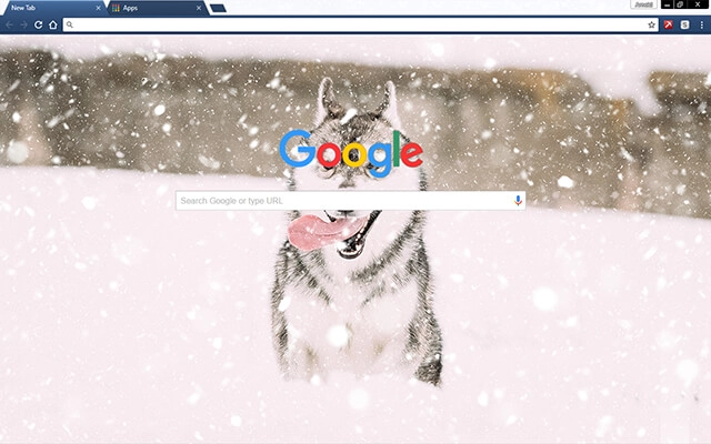 Husky Puppy In Snow Chrome theme - Screenshot 2