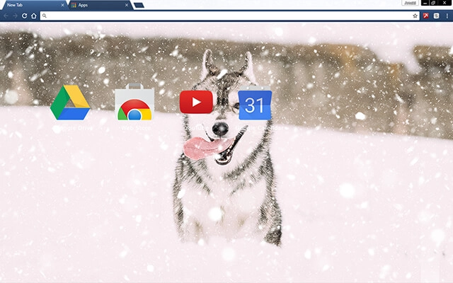 Husky Puppy In Snow Chrome theme - Screenshot 3