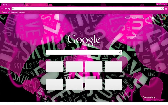 Love Skulls Pink Chrome theme - Screenshot 3