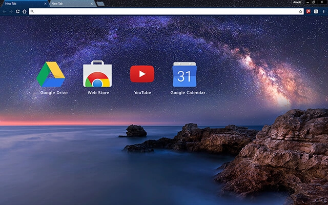 Milky Way Over The Sea Chrome theme - Screenshot 3