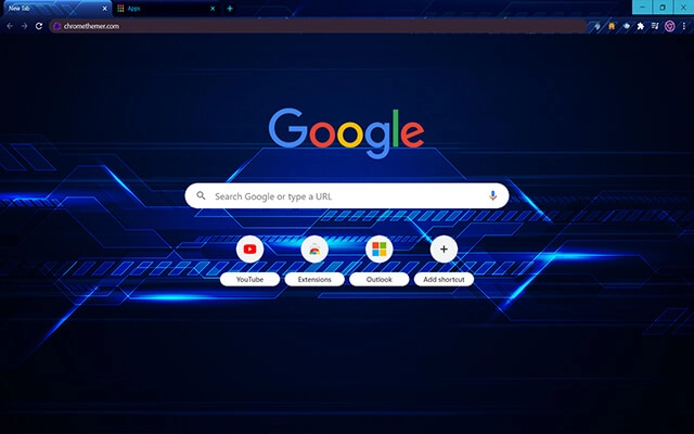 Techno Glitched Blue Chrome theme - Screenshot 2