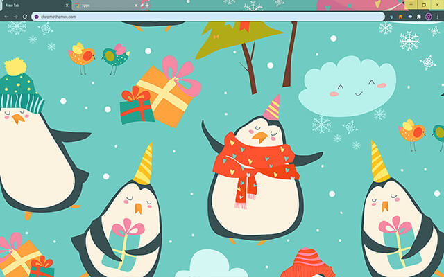 Christmas Penguins Google Chrome Theme