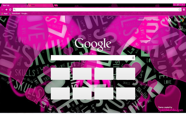 Love Skulls Pink Theme For Chrome