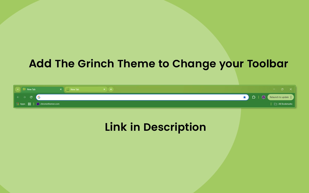 Grinch Snowfall New Tab Chrome extension preview with subtle animation, snowfall effects, and a simple distraction-free new tab layout.