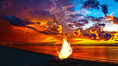 Beach Bonfire 4K Wallpaper