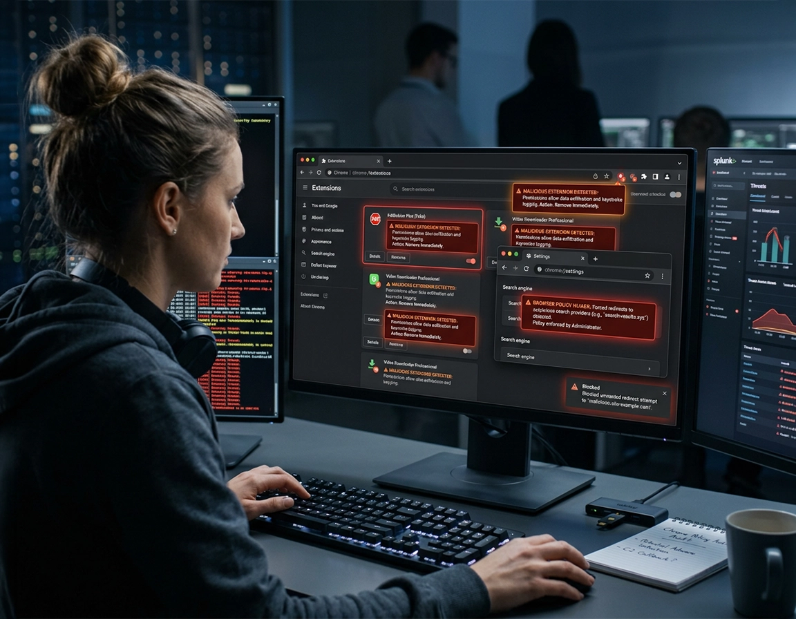 Chrome malware removal tool detecting malicious extensions and browser hijacks