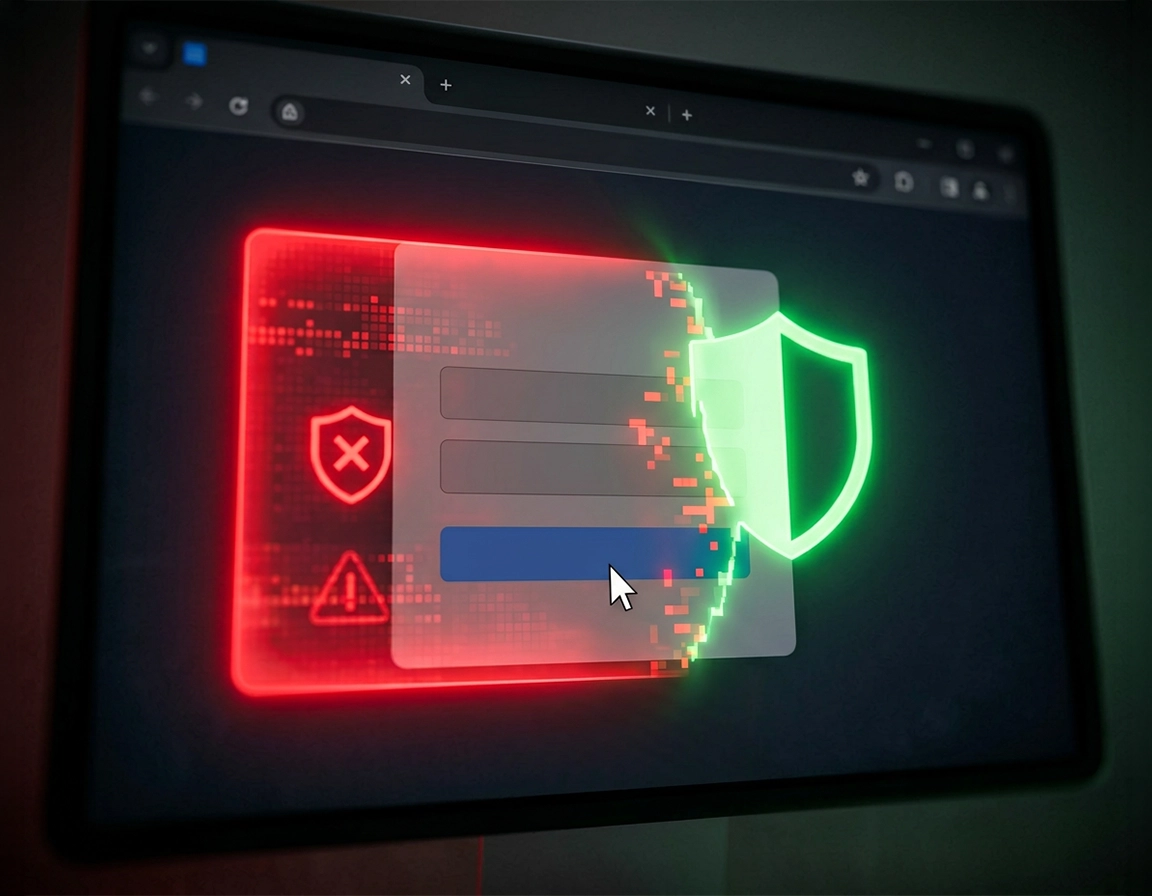 Chrome anti-phishing settings illustration with Safe Browsing protection levels, password alerts, secure connection warnings, and download shields in a purple ChromeThemer style.