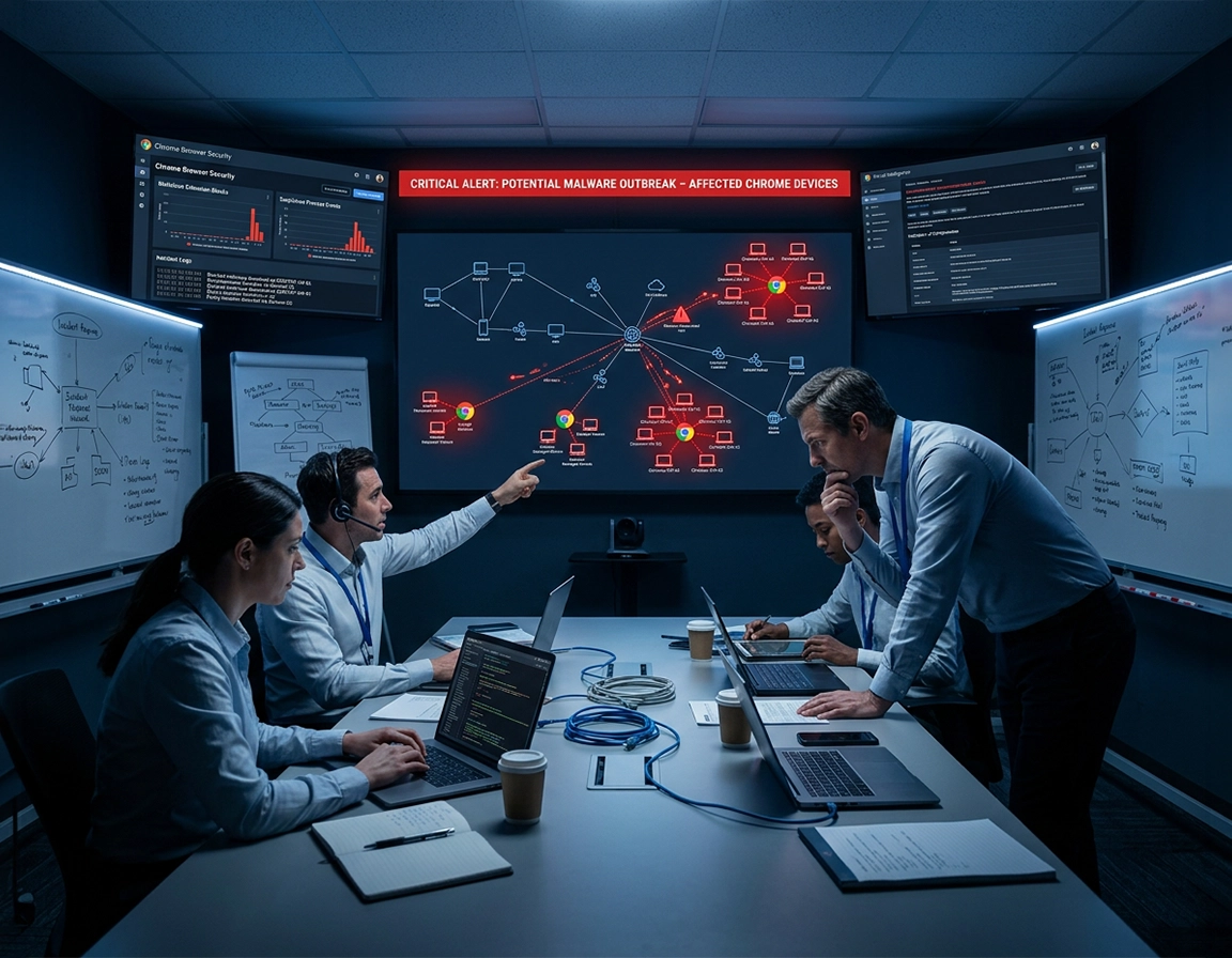 IT security team responding to malware incident on Chrome enterprise devices