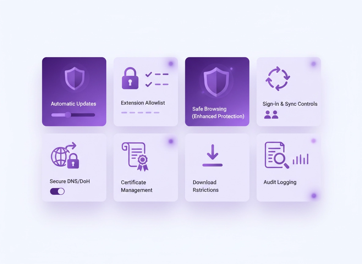 Chrome business security configuration dashboard illustration
