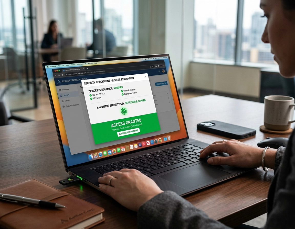 Chrome Enterprise conditional access enforcing secure login based on device trust and identity policies