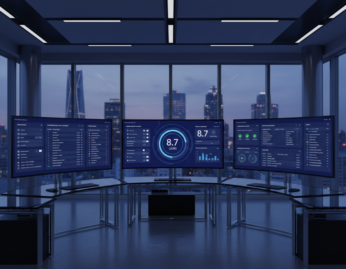 Illustration of a managed Chrome Enterprise browser security dashboard with policy controls for sign-in, extensions, downloads, updates, logging, and access restrictions.