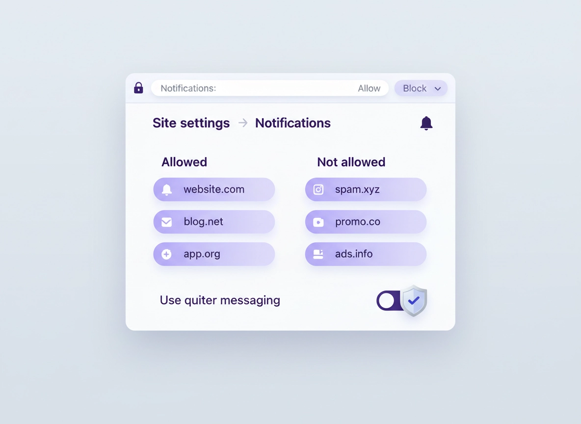 Chrome notification permissions: allow and block lists, quieter prompts, and anti-spam controls