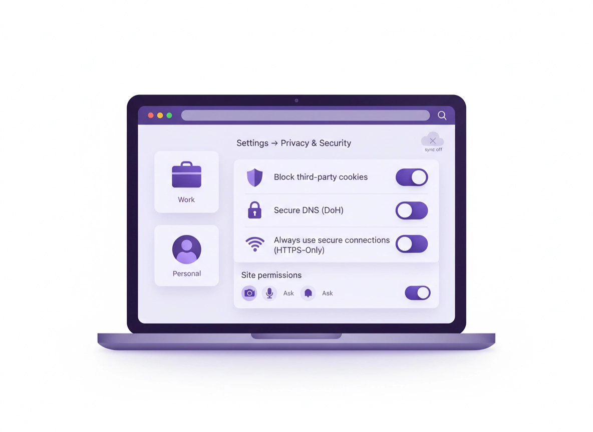 Chrome Privacy for Remote Work: secure work profile, cookie controls, permissions, Secure DNS, and HTTPS-only settings