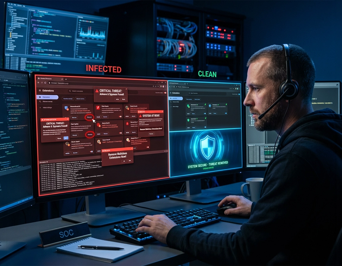 Remove spyware from Chrome browser and eliminate hidden tracking extensions