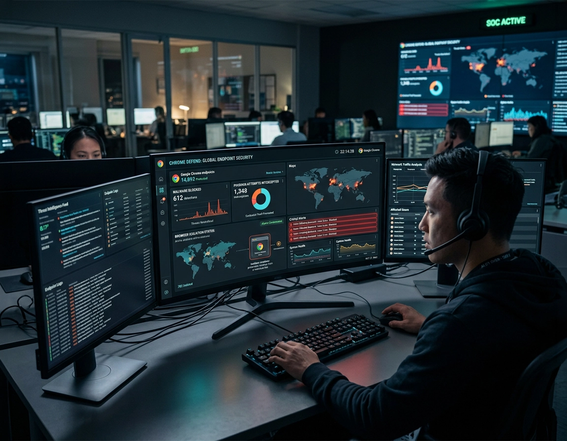 Chrome malware prevention dashboard blocking threats and suspicious extensions