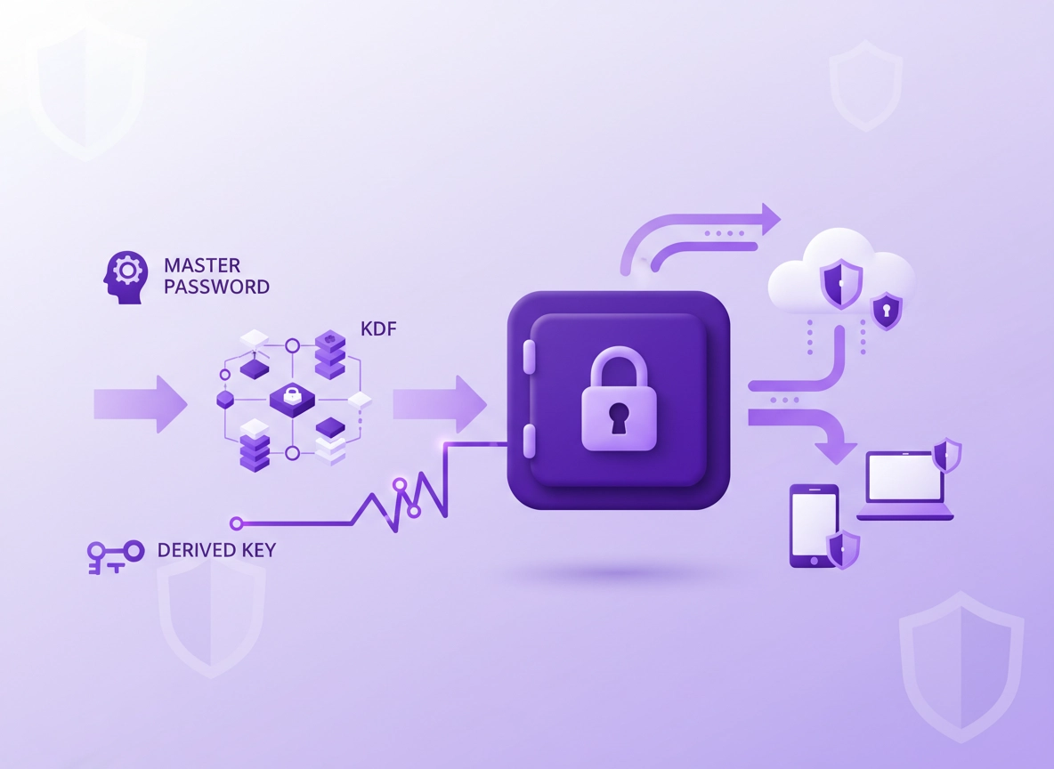 Password manager encryption explained: zero-knowledge vault encryption, AES-256/AES-GCM, key derivation, and TLS sync