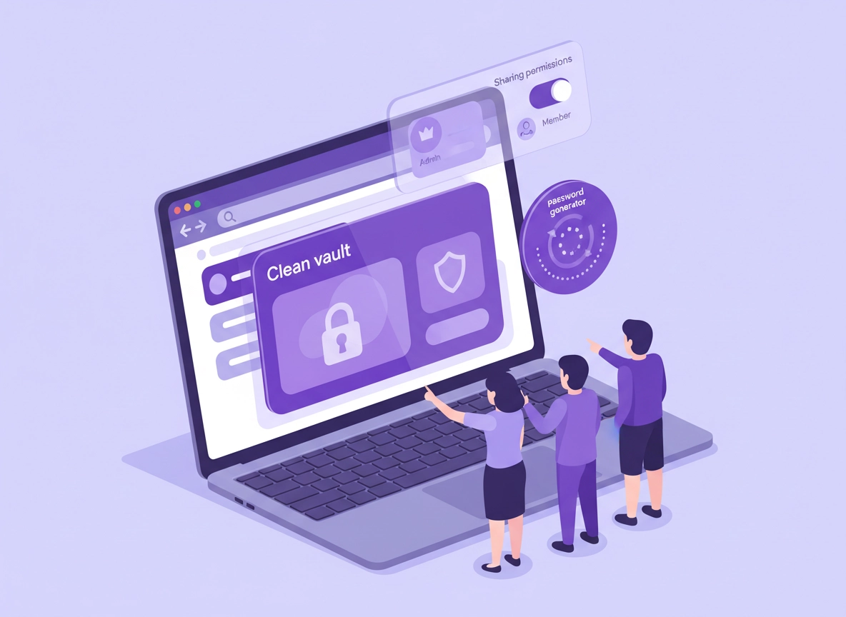 Password manager for small business in Chrome with team vaults, secure sharing, and 2FA