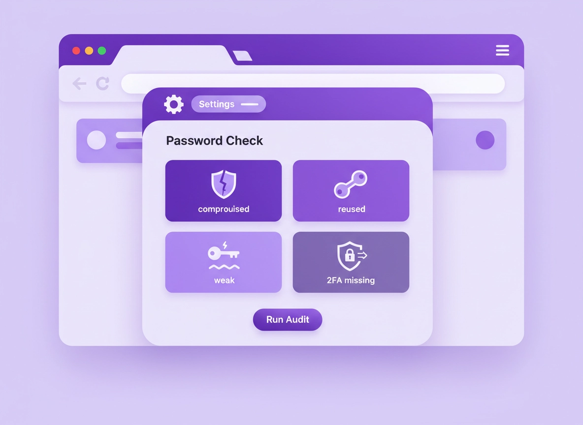 Password security audit checklist in Chrome: compromised, reused, and weak passwords