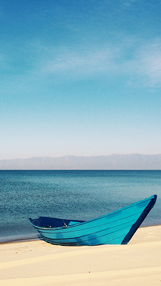 Blue Boat Phone Wallpaper