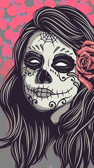 Mexican Girl Skull Phone Wallpaper