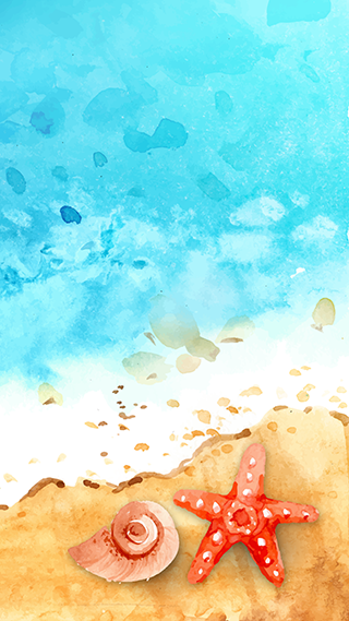 Watercolor Seashore Phone Wallpaper