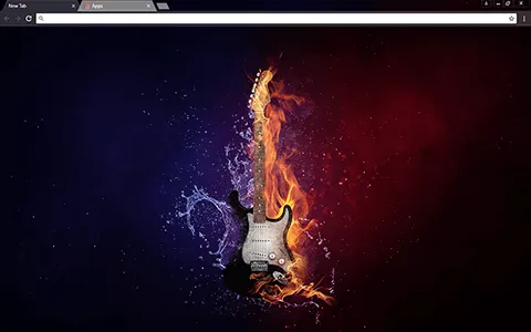 Flaming Guitar Google Chrome Theme