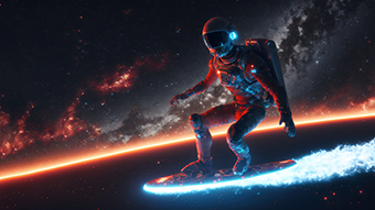 Astronaut Space Surfing Chromebook Wallpaper