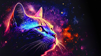 Colorful Space Cat Chromebook Wallpaper