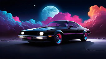 Synthwave Car 4K Wallpaper