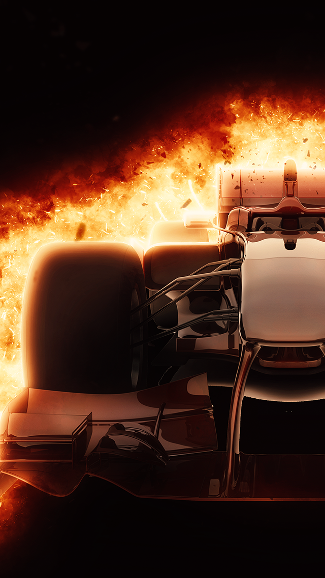Burning F1 Car Google Pixel Wallpaper.