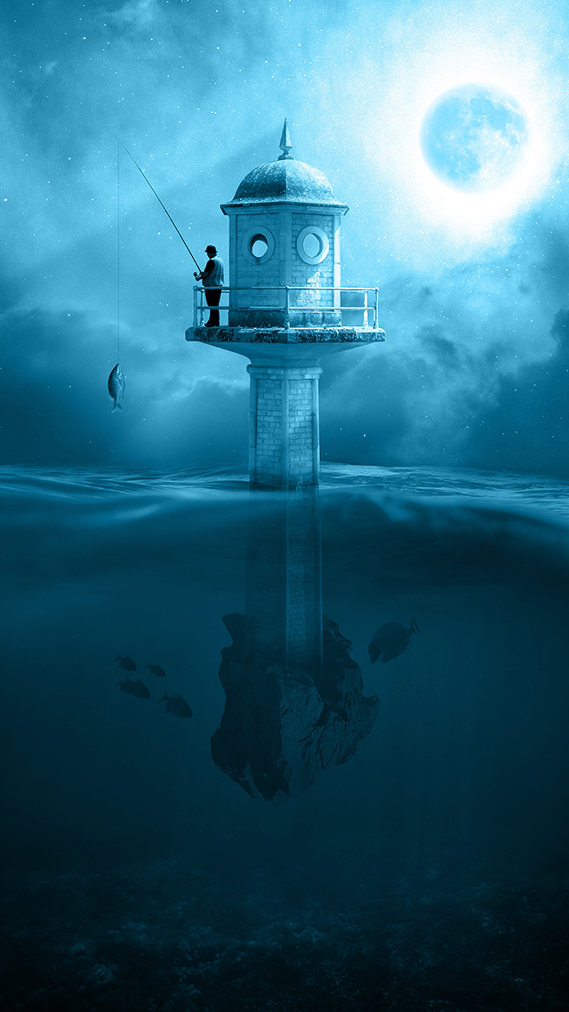 Fantasy Fishing iPhone 12 Wallpaper.