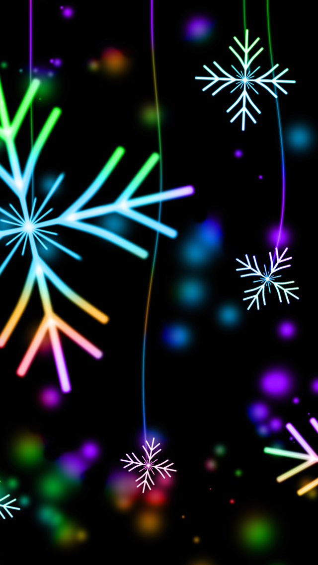 Neon Snowflakes Samsung Z Fold 3 Wallpaper.